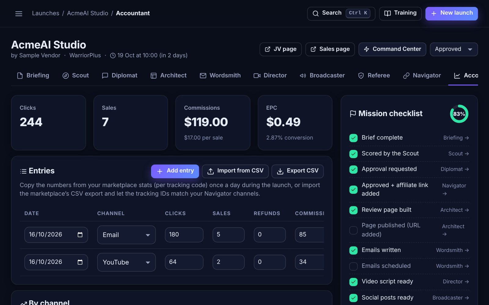 Accountant screen